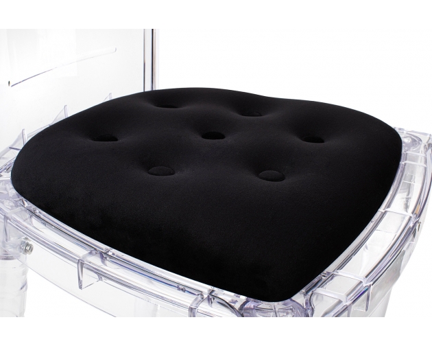 Krzesło CONTAR transparentne - czarna poduszka velvet, poliwęglan
